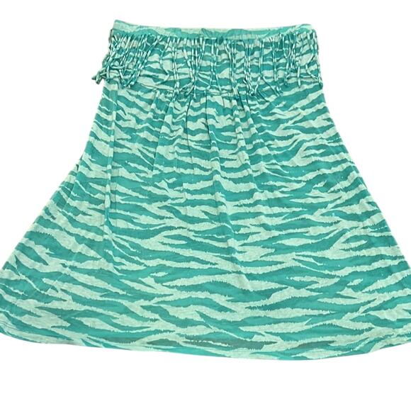 Bongo Juniors Size L Green Print Strapless Swim Coverup Fringe Beach - Picture 4 of 9